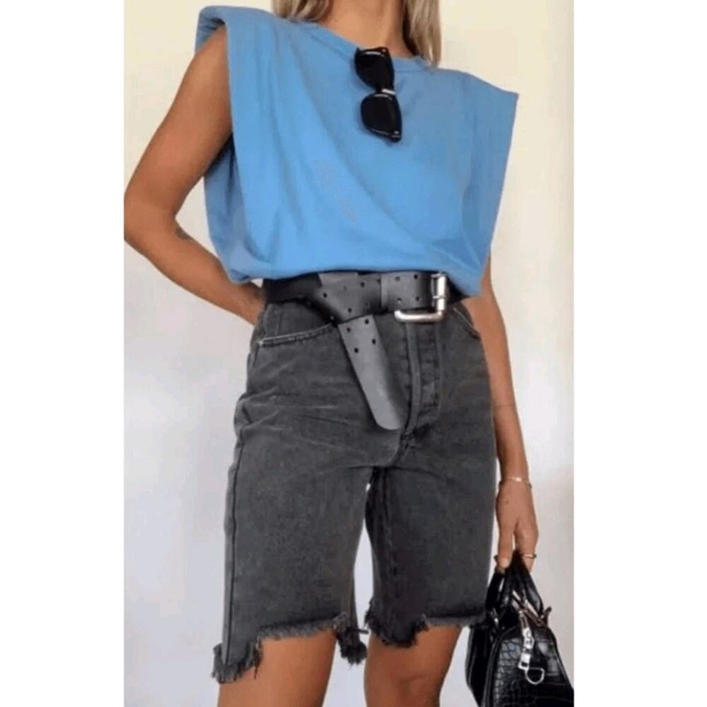 Beige Botany Boutique NWT High-Waisted Distressed Bermuda Jorts Large